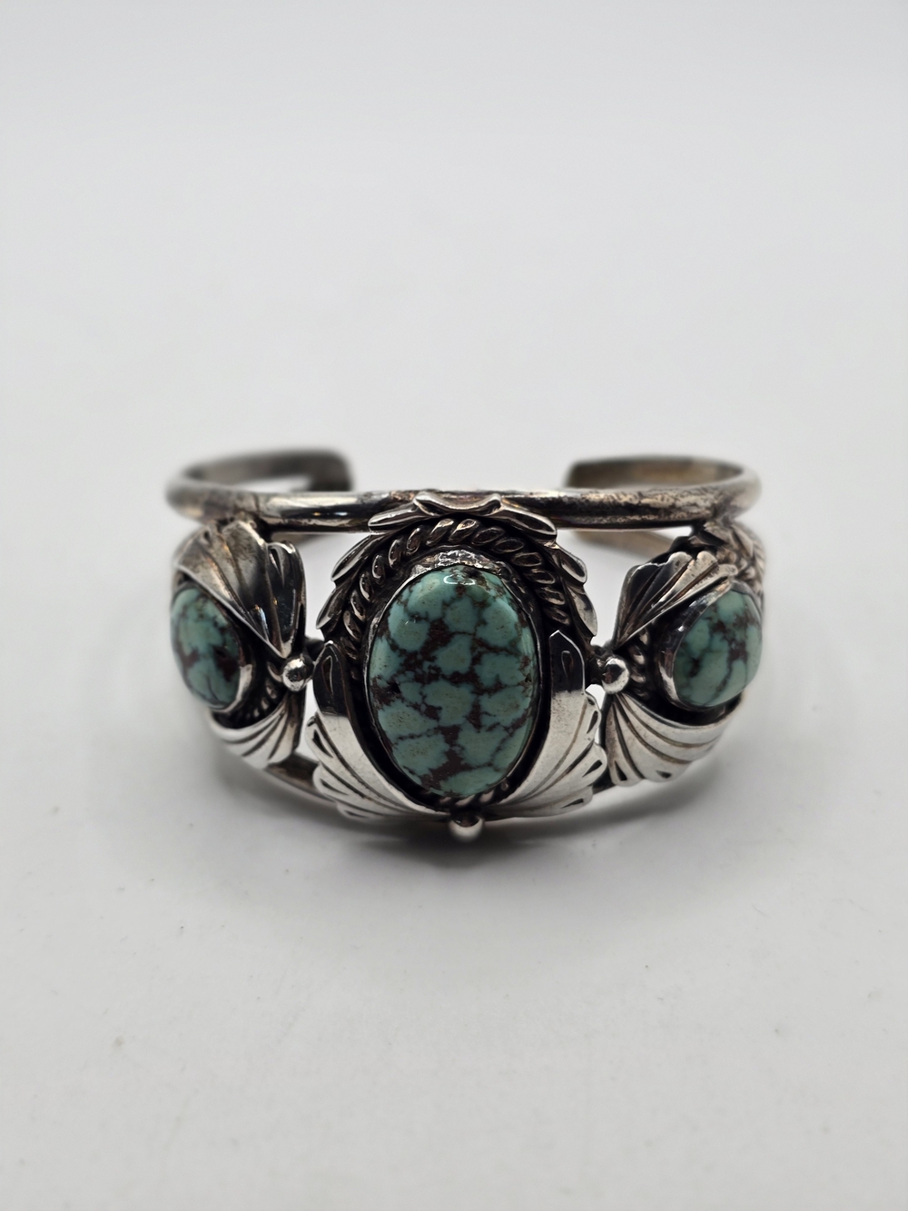 Vintage R. Williams Navajo Sterling Silver Turquoise Stone Parure - Picture 11 of 16